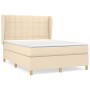 Cama box spring con colchón tela color crema 140x190 cm de , Camas y somieres - Ref: Foro24-3128522, Precio: 521,53 €, Descue...