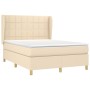 Cama box spring con colchón tela color crema 140x190 cm de , Camas y somieres - Ref: Foro24-3128522, Precio: 521,53 €, Descue...