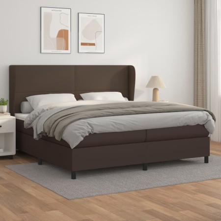 Cama box spring con colchón cuero sintético marrón 200x200 cm de , Camas y somieres - Ref: Foro24-3128934, Precio: 726,99 €, ...