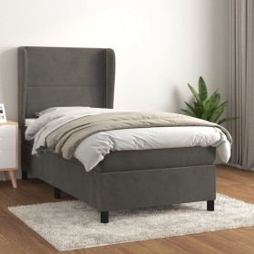 Cama box spring con colchón terciopelo gris oscuro 90x200 cm de , Camas y somieres - Ref: Foro24-3129130, Precio: 347,99 €, D...