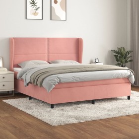 Box spring bed with pink velvet mattress 180x200 cm by , Beds and slatted bases - Ref: Foro24-3129170, Price: 596,13 €, Disco...