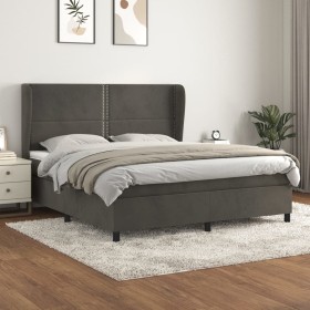 Box spring bed with dark gray velvet mattress 180x200 cm by , Beds and slatted bases - Ref: Foro24-3129166, Price: 622,18 €, ...