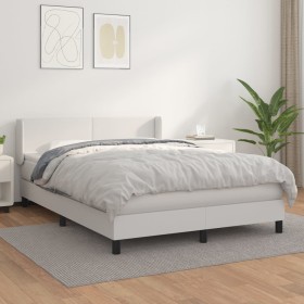 Box spring bed with white synthetic leather mattress 140x190 cm by , Beds and slatted bases - Ref: Foro24-3130656, Price: 474...