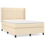 Cama box spring con colchón tela color crema 140x190 cm de , Camas y somieres - Ref: Foro24-3131430, Precio: 533,68 €, Descue...