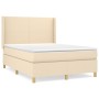 Cama box spring con colchón tela color crema 140x190 cm de , Camas y somieres - Ref: Foro24-3131830, Precio: 533,53 €, Descue...