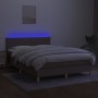 Box spring bed with mattress and LED lights taupe gray fabric 140x190 cm by , Beds and slatted bases - Ref: Foro24-3133553, P...