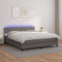 Box spring bed with mattress and LED gray synthetic leather 180x200 cm by , Beds and slatted bases - Ref: Foro24-3134181, Pri...