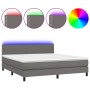 Cama box spring colchón y LED cuero sintético gris 180x200 cm de , Camas y somieres - Ref: Foro24-3134181, Precio: 574,34 €, ...