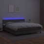 Box spring bed with mattress and LED gray synthetic leather 180x200 cm by , Beds and slatted bases - Ref: Foro24-3134181, Pri...