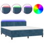 Cama box spring colchón y LED terciopelo azul oscuro 180x200 cm de , Camas y somieres - Ref: Foro24-3134361, Precio: 532,22 €...