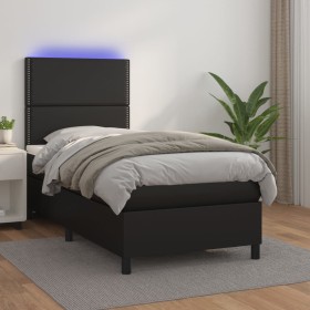 Cama box spring y colchón LED cuero sintético negro 80x200 cm de , Camas y somieres - Ref: Foro24-3135849, Precio: 353,16 €, ...