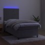 Box spring bed with mattress and LED light gray velvet 90x200 cm by , Beds and slatted bases - Ref: Foro24-3136041, Price: 35...