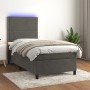 Box spring bed with mattress and LED dark gray velvet 90x190 cm by , Beds and slatted bases - Ref: Foro24-3136036, Price: 347...