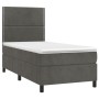 Box spring bed with mattress and LED dark gray velvet 90x190 cm by , Beds and slatted bases - Ref: Foro24-3136036, Price: 347...