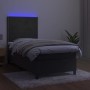 Box spring bed with mattress and LED dark gray velvet 90x190 cm by , Beds and slatted bases - Ref: Foro24-3136036, Price: 347...