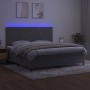 Box spring bed with mattress and LED light gray velvet 200x200 cm by , Beds and slatted bases - Ref: Foro24-3136083, Price: 6...