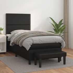 Box spring bed with black synthetic leather mattress 90x190 cm by , Beds and slatted bases - Ref: Foro24-3137575, Price: 377,...