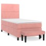 Box spring bed with pink velvet mattress 90x190 cm by , Beds and slatted bases - Ref: Foro24-3137760, Price: 385,99 €, Discou...