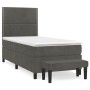 Box spring bed with dark gray velvet mattress 90x200 cm by , Beds and slatted bases - Ref: Foro24-3137762, Price: 367,83 €, D...