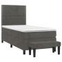 Box spring bed with dark gray velvet mattress 90x200 cm by , Beds and slatted bases - Ref: Foro24-3137762, Price: 367,83 €, D...