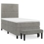 Box spring bed with light gray velvet mattress 90x190 cm by , Beds and slatted bases - Ref: Foro24-3137755, Price: 388,49 €, ...