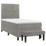 Box spring bed with light gray velvet mattress 90x190 cm by , Beds and slatted bases - Ref: Foro24-3137755, Price: 388,49 €, ...