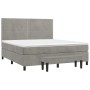 Cama box spring con colchón terciopelo gris claro 180x200 cm de , Camas y somieres - Ref: Foro24-3137797, Precio: 637,99 €, D...