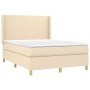 Boxspringbett-Matratze und LED-Leuchten, cremefarbener Stoff, 140 x 190 cm von , Betten und Lattenroste - Ref: Foro24-3138714...