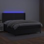 Box spring bed with mattress and LED black synthetic leather 160x200 cm by , Beds and slatted bases - Ref: Foro24-3139331, Pr...