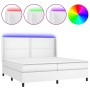 Cama box spring colchón y LED cuero sintético blanco 200x200 cm de , Camas y somieres - Ref: Foro24-3139344, Precio: 745,53 €...