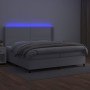 Box spring bed with mattress and LED white synthetic leather 200x200 cm by , Beds and slatted bases - Ref: Foro24-3139344, Pr...