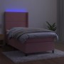 Box spring bed with mattress and LED pink velvet 90x190 cm by , Beds and slatted bases - Ref: Foro24-3139480, Price: 368,76 €...