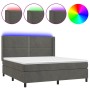 Cama box spring colchón y LED terciopelo gris oscuro 180x200 cm de , Camas y somieres - Ref: Foro24-3139518, Precio: 604,99 €...