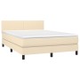 Cama box spring con colchón tela color crema 140x190 cm de , Camas y somieres - Ref: Foro24-3139894, Precio: 450,14 €, Descue...