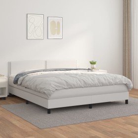 Box spring bed with white synthetic leather mattress 160x200 cm by , Beds and slatted bases - Ref: Foro24-3141072, Price: 484...