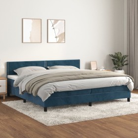 Box spring bed with dark blue velvet mattress 200x200 cm by , Beds and slatted bases - Ref: Foro24-3141267, Price: 558,50 €, ...