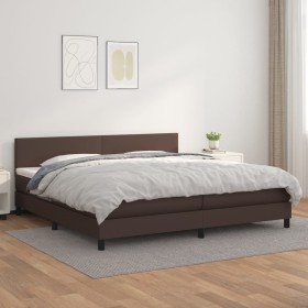 Cama box spring con colchón cuero sintético marrón 200x200 cm de , Camas y somieres - Ref: Foro24-3141026, Precio: 610,99 €, ...