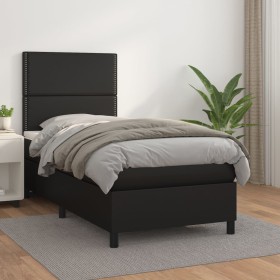 Box spring bed with black synthetic leather mattress 80x200 cm by , Beds and slatted bases - Ref: Foro24-3142749, Price: 344,...