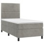 Box spring bed with light gray velvet mattress 90x190 cm by , Beds and slatted bases - Ref: Foro24-3142941, Price: 341,76 €, ...