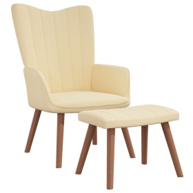 Relaxation armchair with cream white velvet stool by , Armchairs - Ref: Foro24-327675, Price: 129,99 €, Discount: %