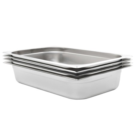 Gastronorm trays 4 units GN 1/1 100 mm stainless steel by , Buckets for steam tables - Ref: Foro24-50881, Price: 71,74 €, Dis...