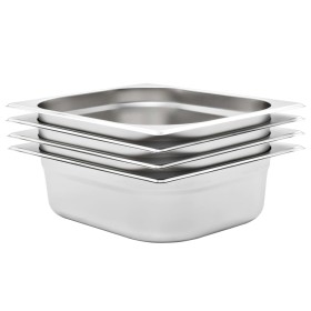 Gastronorm trays 4 units GN 1/2 100 mm stainless steel by , Buckets for steam tables - Ref: Foro24-50888, Price: 47,11 €, Dis...