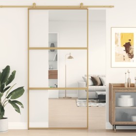 Golden sliding door made of transparent ESG glass and aluminum by , Doors for the home - Ref: Foro24-155150, Price: 165,99 €,...