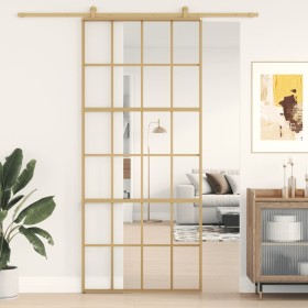 Goldene Schiebetür aus transparentem ESG-Glas und Aluminium von , Türen für zu Hause - Ref: Foro24-155173, Preis: 159,64 €, R...