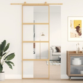 Golden sliding door made of transparent ESG glass and aluminum by , Doors for the home - Ref: Foro24-155178, Price: 146,99 €,...