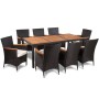 Set de comedor de jardín 9 piezas y cojines ratán sintético de vidaXL, Conjuntos de jardín - Ref: Foro24-42912, Precio: 562,6...