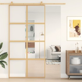 Golden sliding door made of transparent ESG glass and aluminum by , Doors for the home - Ref: Foro24-155186, Price: 171,99 €,...