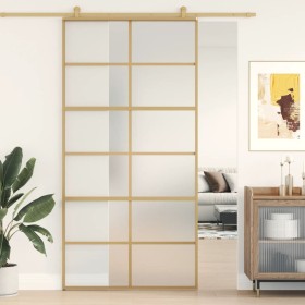 Golden sliding door in frosted ESG glass and aluminum by , Doors for the home - Ref: Foro24-155171, Price: 185,99 €, Discount: %