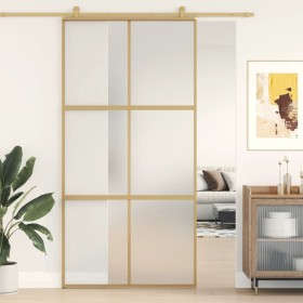 Golden sliding door in frosted ESG glass and aluminum by , Doors for the home - Ref: Foro24-155159, Price: 181,99 €, Discount: %