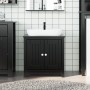 Mueble de lavabo baño BERG madera maciza pino negro 60x34x59cm de , Muebles de baño - Ref: Foro24-358553, Precio: 134,19 €, D...